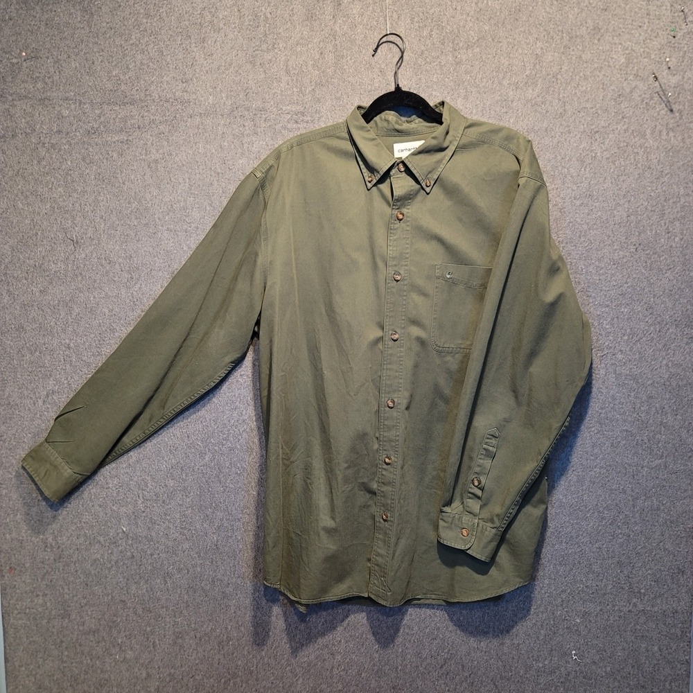 Carhart Men's XL‎ Olive Green Long Sleeve Shirt Rugged Outdoorsy Workwear